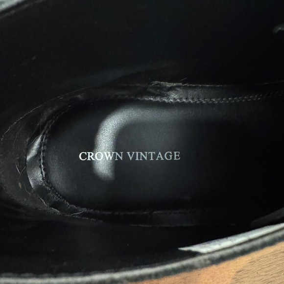 Crown Vintage Casper Mid Chukka Boots Leather Lace Up Casual Black 13‎ Preppy